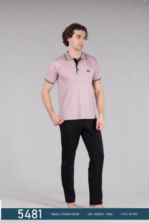 5481 DİJİTAL ERKEK YAKALI PİJAMA TAKIM