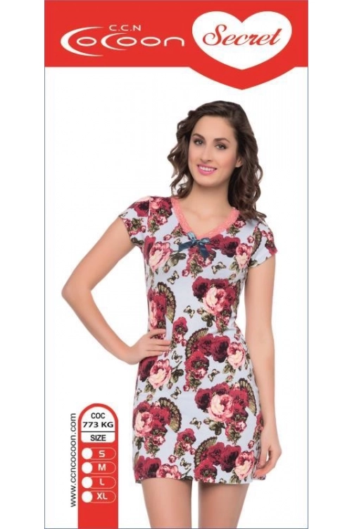 773.KG - KISA KOL GECELİK  NIGHTGOWN SHORT-SLEEVE