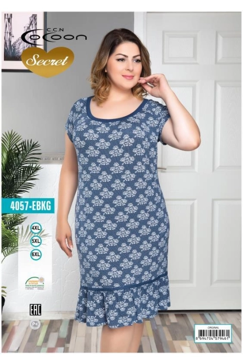 COC.4057.EBKG -  PLUS SIZE SHORT SLEEVE NIGHT GOWN