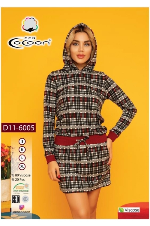 D11-6005 UZUN SLEEVE KAPİŞONLU  TUNIC