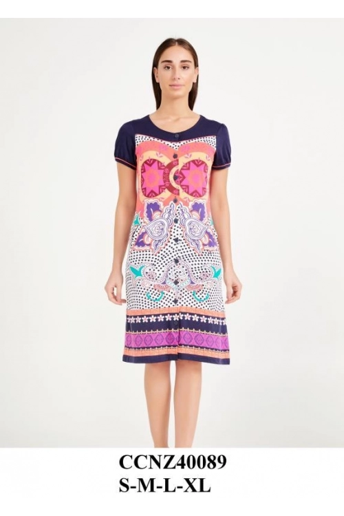 Z40089 KISA KOL DÜĞ SABAHLIK - WOMAN MOORNING GOWN