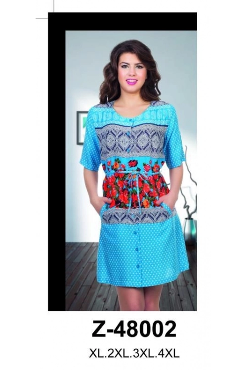 Z48002 HALF SLEEVE BUTTON WOMAN MORNING GOWN