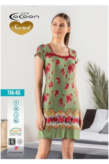 766.KG - KISA KOL GECELİK  NIGHTGOWN SHORT-SLEEVE