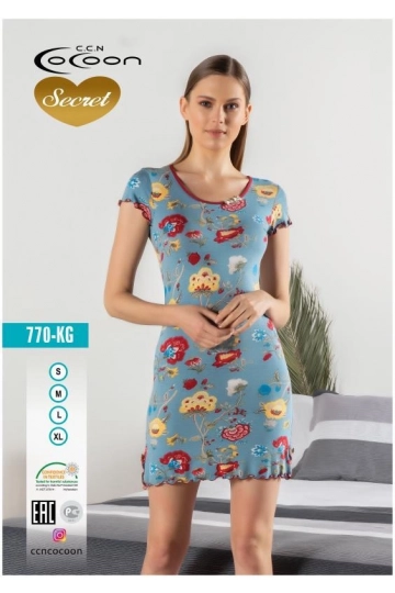 770.KG - KISA KOL GECELİK  NIGHTGOWN SHORT-SLEEVE