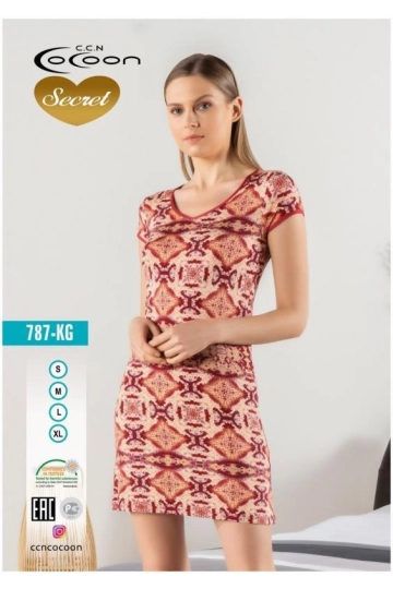 787.KG - KISA KOL GECELİK - NIGHTGOWN SHORT-SLEEVE